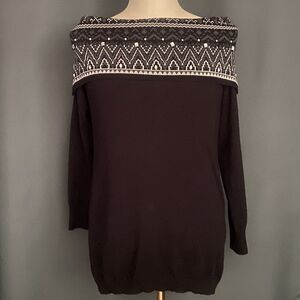 Fair Isle Knit Tunic Sweater – Medium, Cozy Winter Style Knit